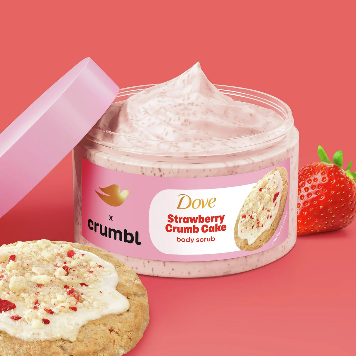 Dove x Crumbl Strawberry Crumb Cake Body Scrub
