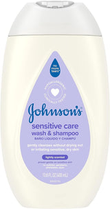 Johnson's Sensitive Care Baby Body Wash & Shampoo, Light Scent