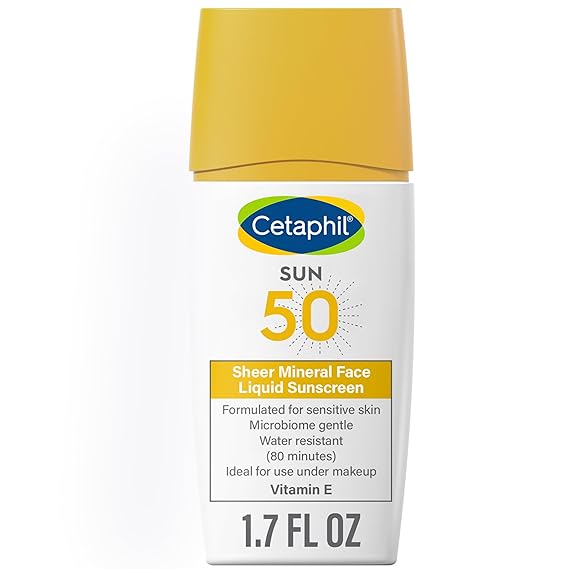 Cetaphil Sheer Mineral Liquid Sunscreen for Face With SPF 50 Formulated for Sensitive Skin