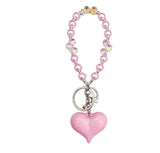 Pearl Beaded Heart Keychain