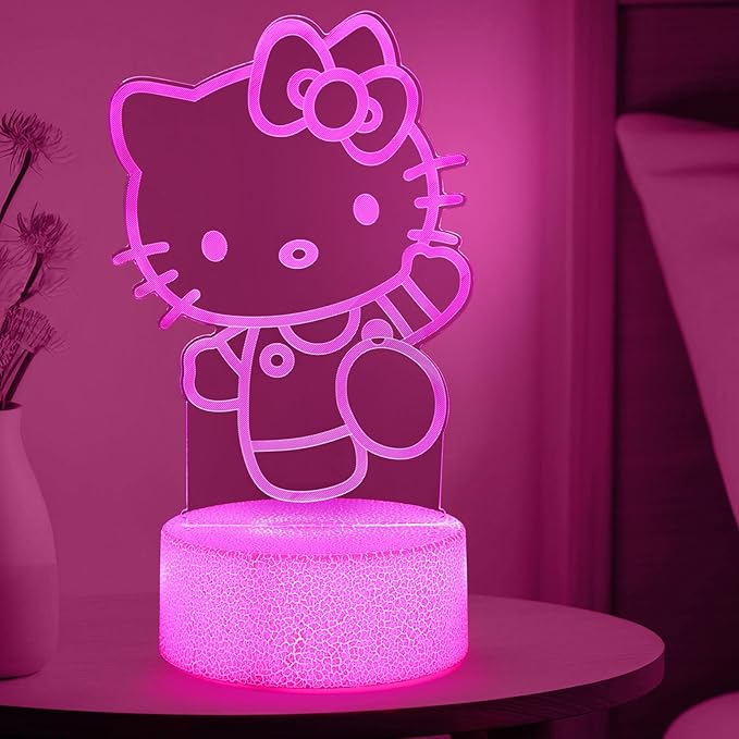 Pink Kawaii Kitty 3D Night Light