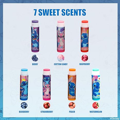 Stitch 7 Pack Lip Balm with Keychain