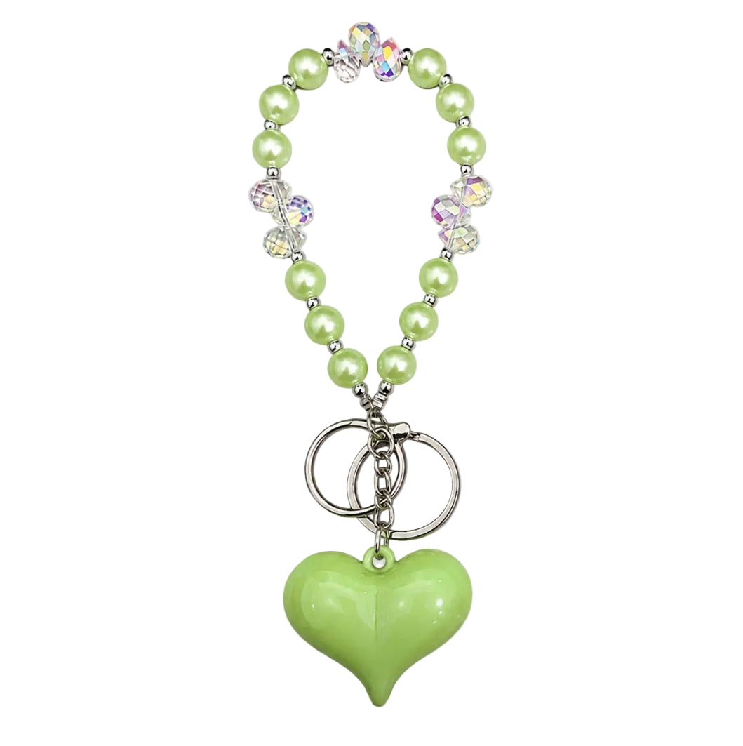 Pearl Beaded Heart Keychain