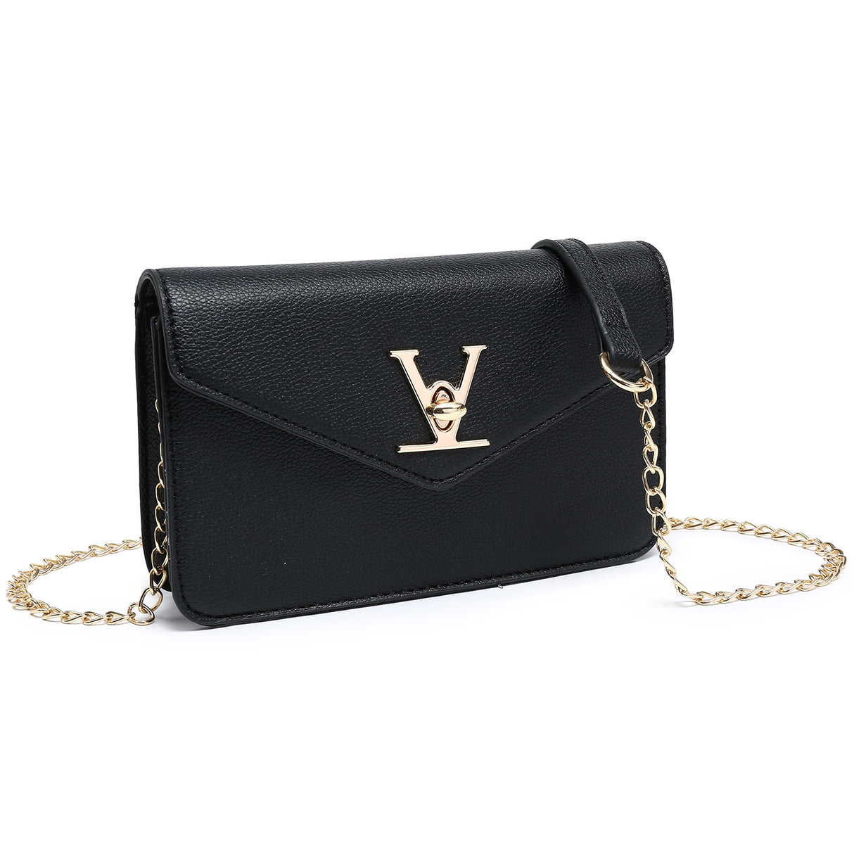 V Accent Envelope Flap Crossbody Bag