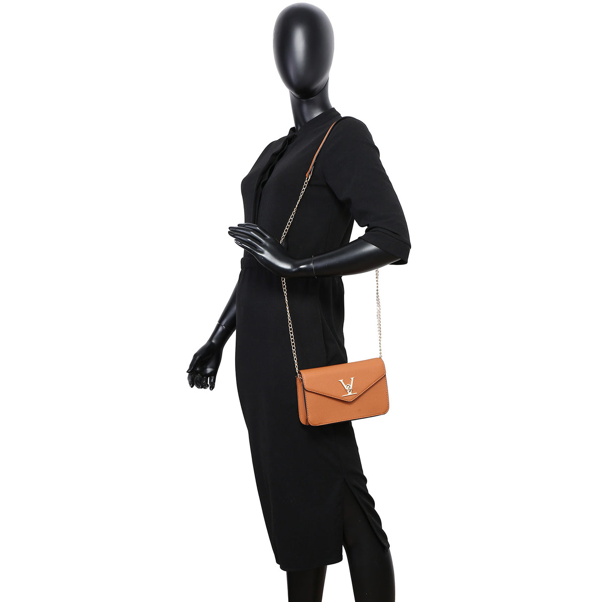 V Accent Envelope Flap Crossbody Bag