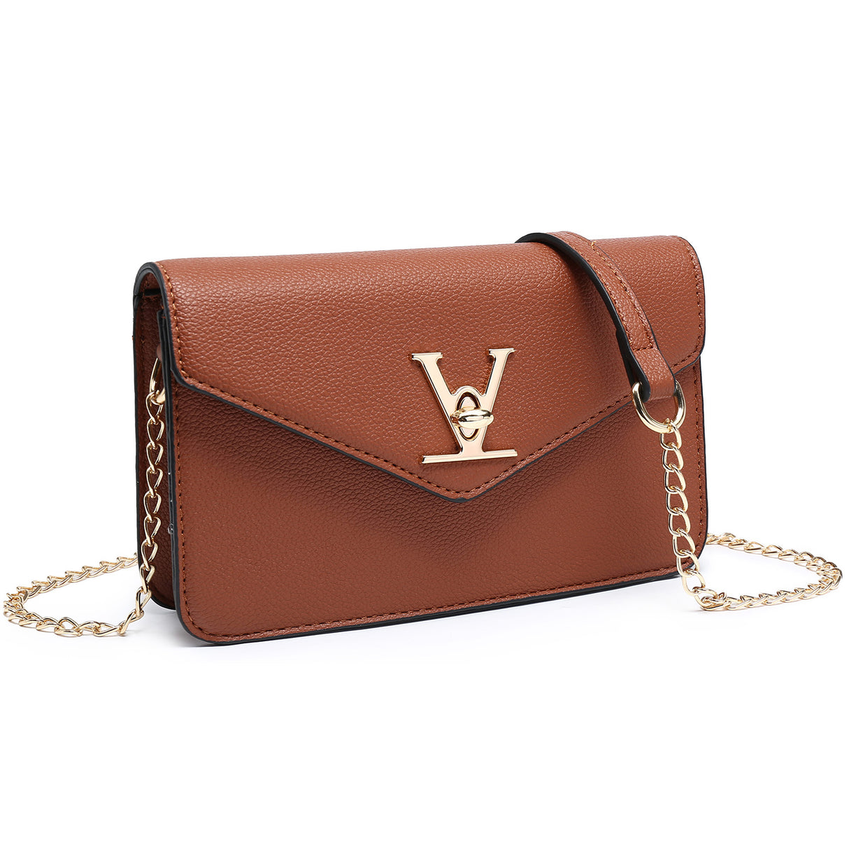 V Accent Envelope Flap Crossbody Bag