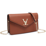 V Accent Envelope Flap Crossbody Bag
