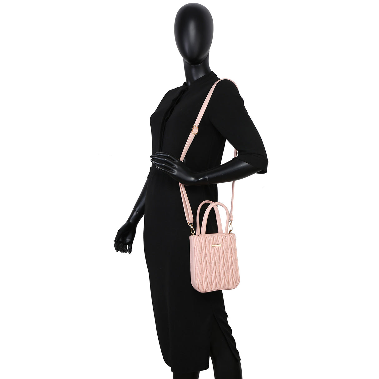 Chevron Quilted Mini Tote Satchel