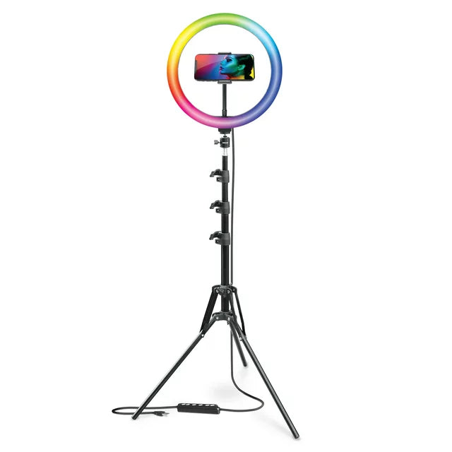 Bower White and RGB LED Ring Light Kit with Tripod; Black