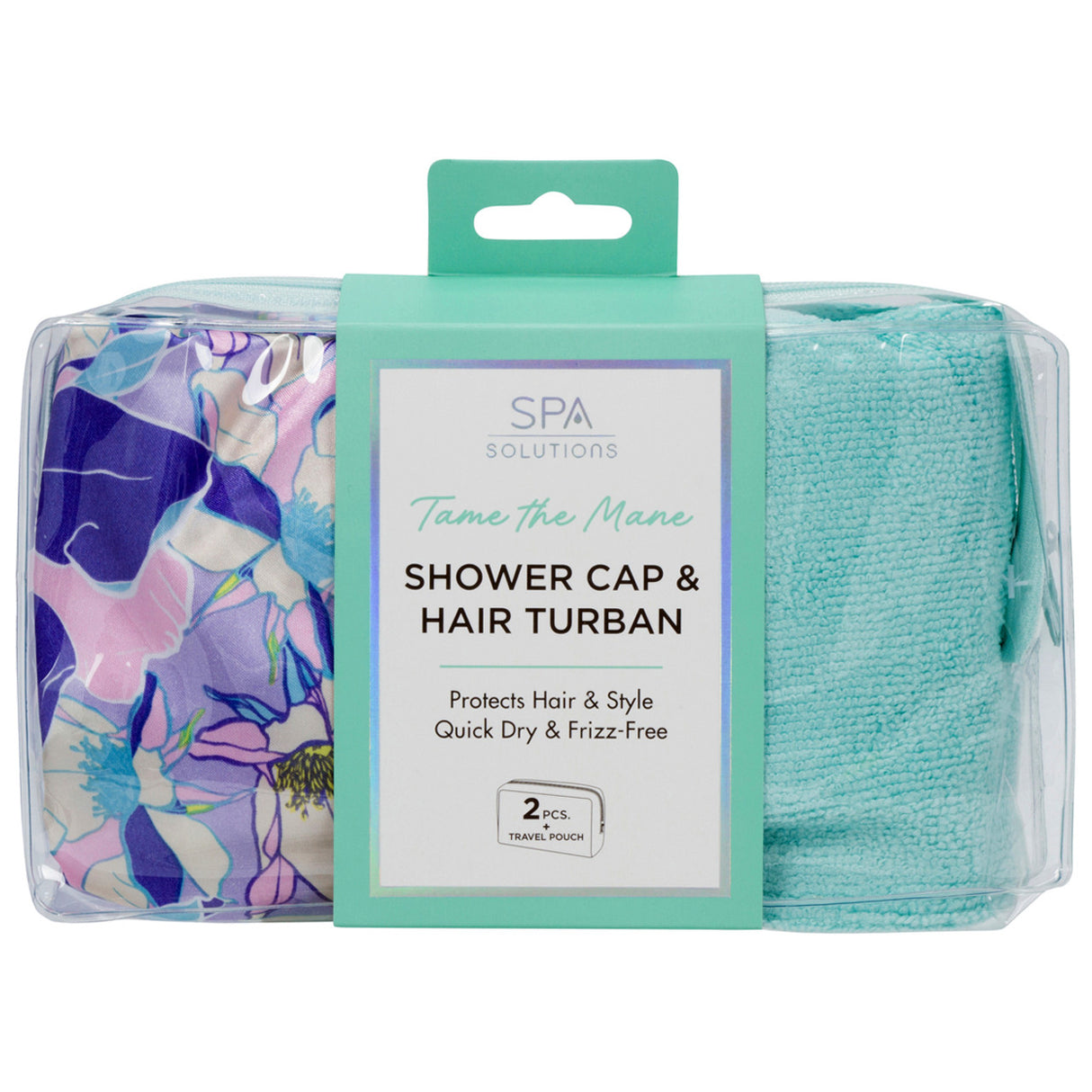 Spa Solutions Tame the Mane Shower Cap & Hair Turban Set