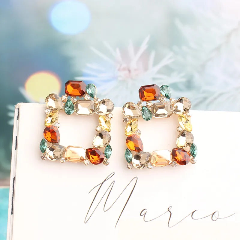 Bohemian Square Gem Earrings