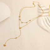 Double Layered Pearl Star Necklace