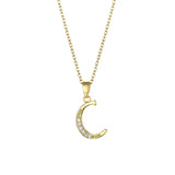 Stainless Steel Rhinestone Initial Necklace