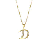 Stainless Steel Rhinestone Initial Necklace