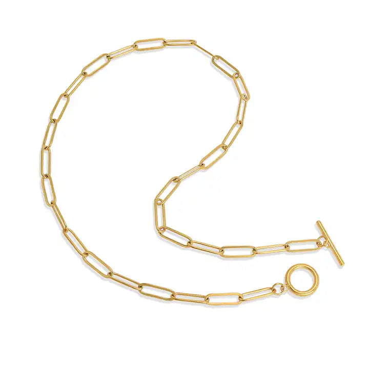 Dainty 18K Gold Paper Clip necklace