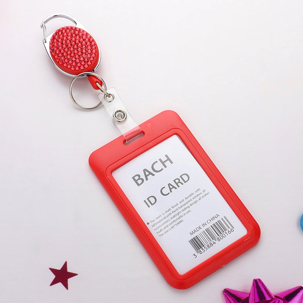 Studded Retractable ID Card Holder