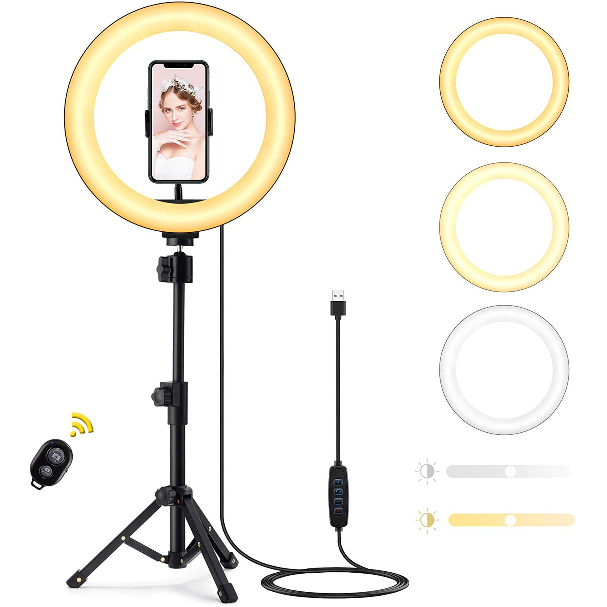 10" Ring Light with Tripod Stand and Phone Holder