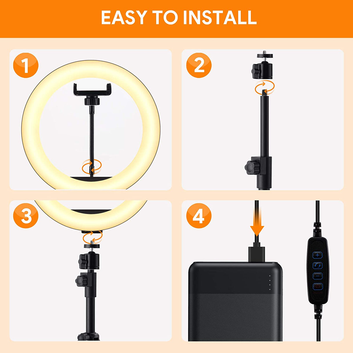 10" Ring Light with Tripod Stand and Phone Holder