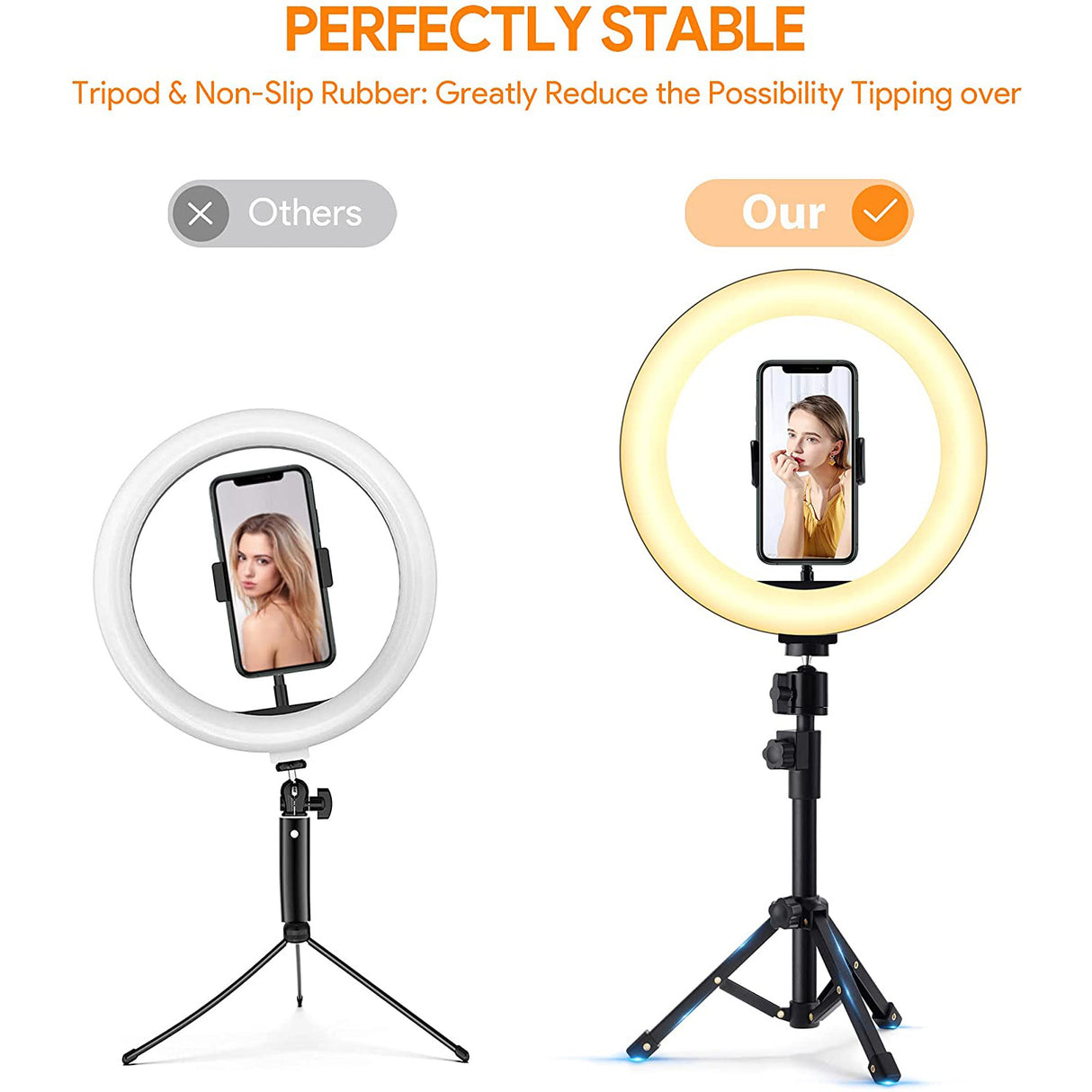 10" Ring Light with Tripod Stand and Phone Holder