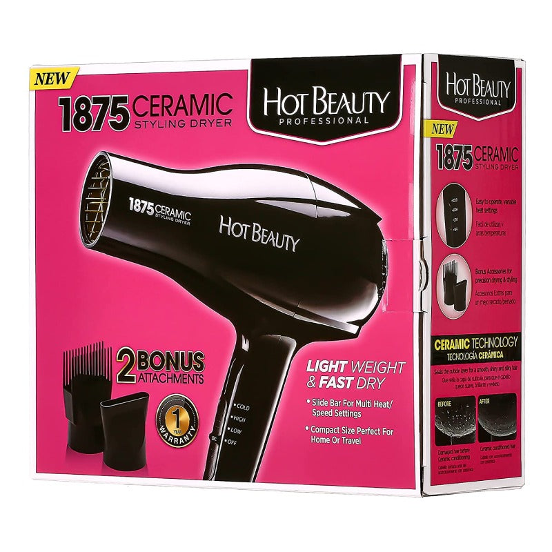 Hot Beauty 1875 Ceramic Styler Hair Styling Blow Dryer