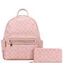 Oval Print Backpack with Wallet Set