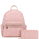 Oval Print Backpack with Wallet Set
