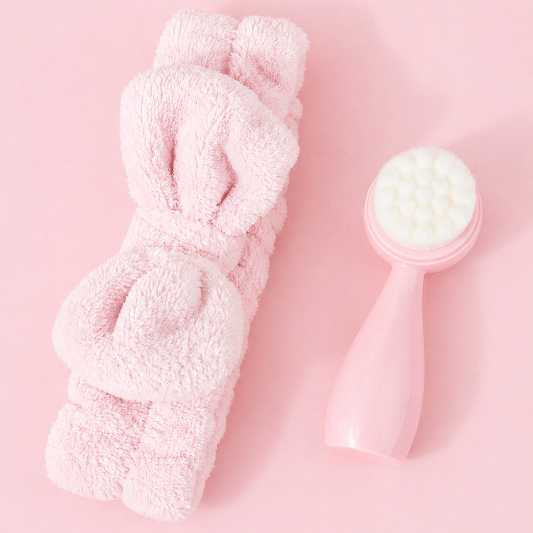 Face Foaming Brush with Spa Headband