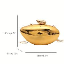 Oval Shaped Design Evening Crossbody Clutch
