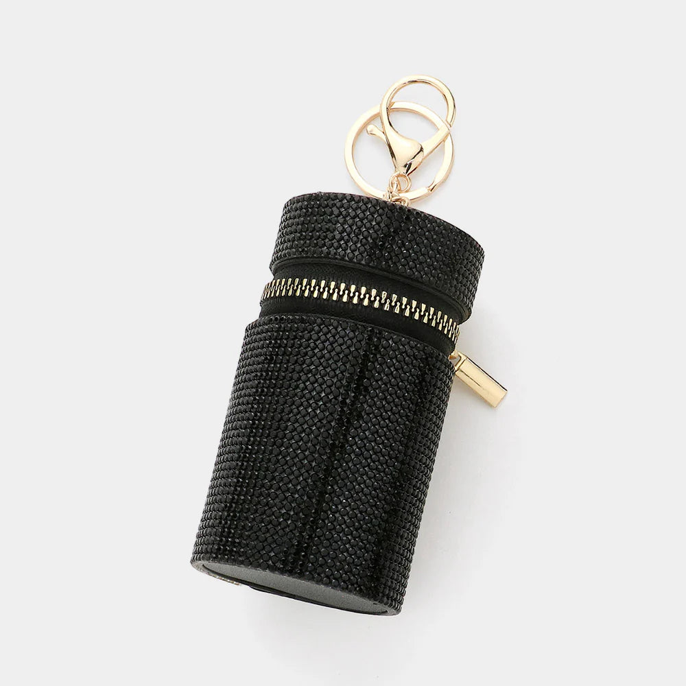 Rhinestone pouch keychain