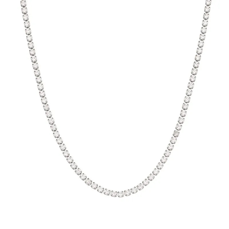 Dainty Silver Tennis Rhinestone Necklace