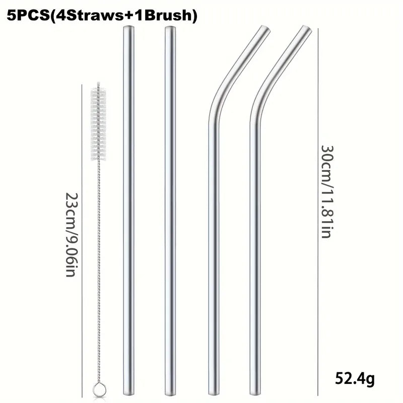 5 PCS Stainless Steel Straw Set