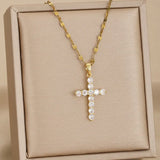 Gold Rhinestone Cross Necklaces