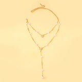 Double Layered Pearl Star Necklace