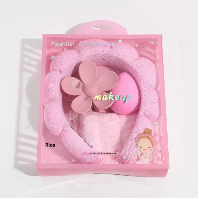 Plumeria Spa Head Band & Claw Clip Set