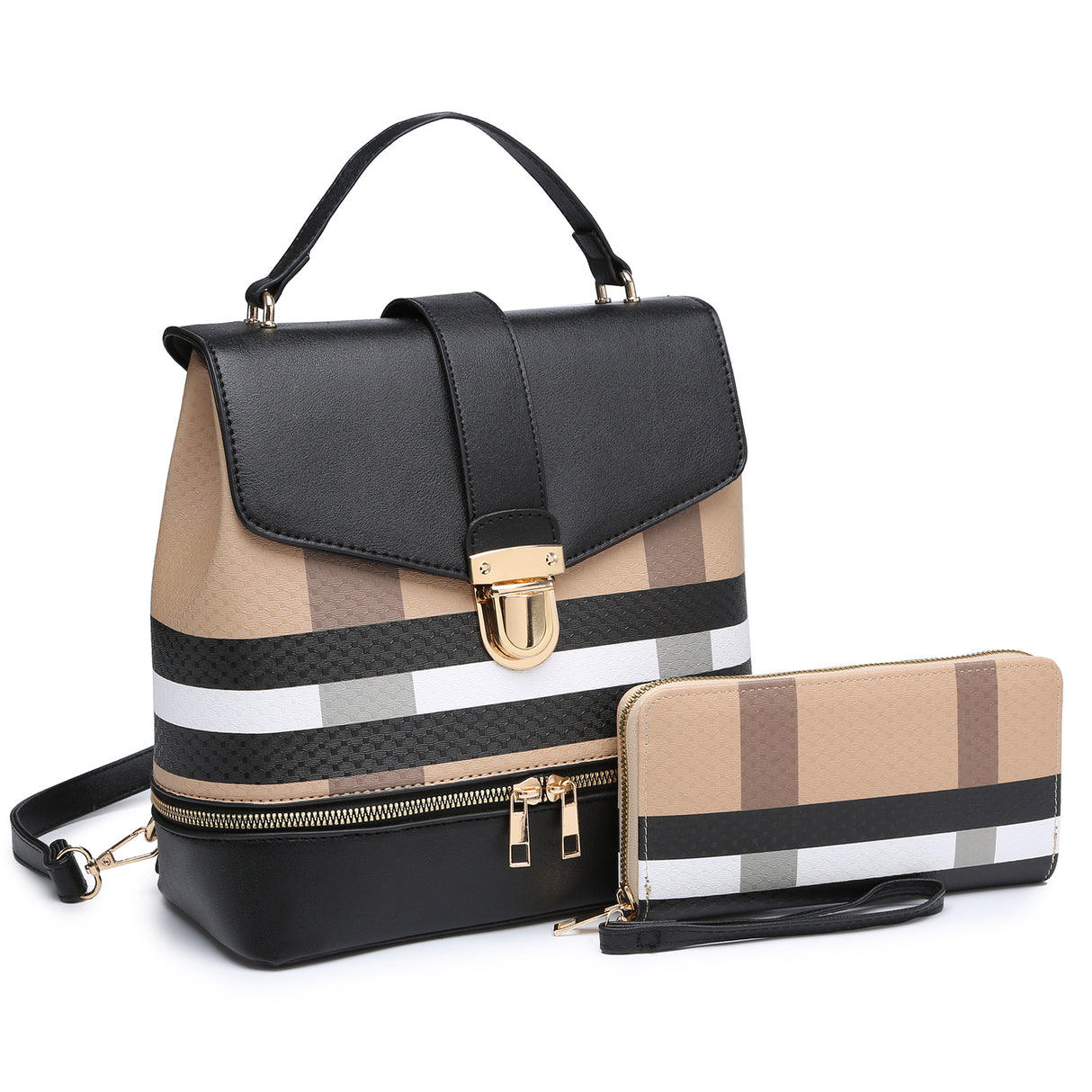 Plaid Check Convertible 2-in-1 Backpack