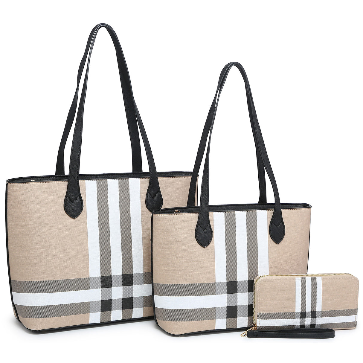 Sasha Plaid 3-in-1 Shopper Set