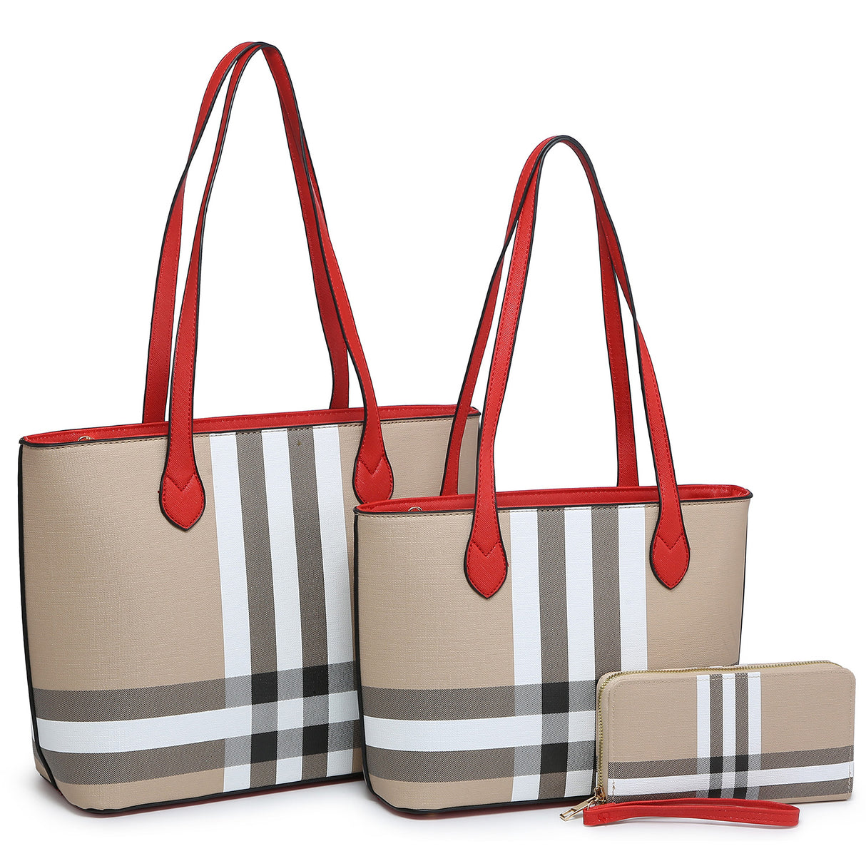 Sasha Plaid 3-in-1 Shopper Set