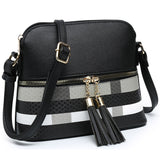 Lassy Monogram Tassel Zipper Crossbody Bag