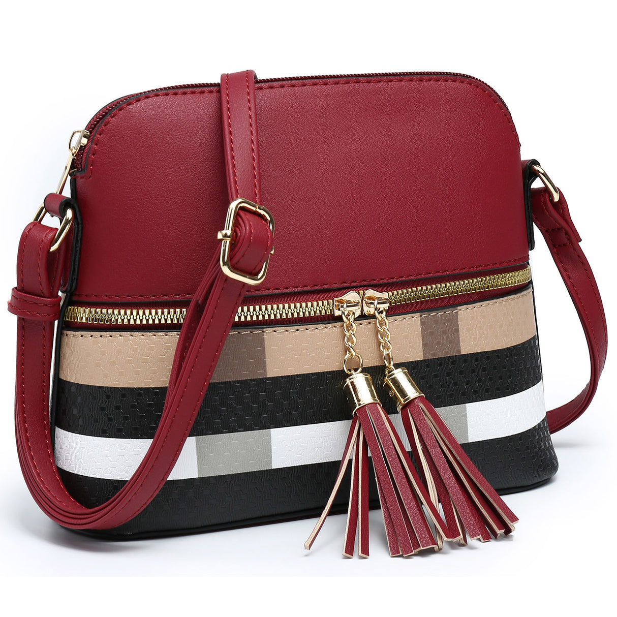 Lassy Monogram Tassel Zipper Crossbody Bag