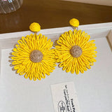 Yellow Sweet Flower Drop Earrings