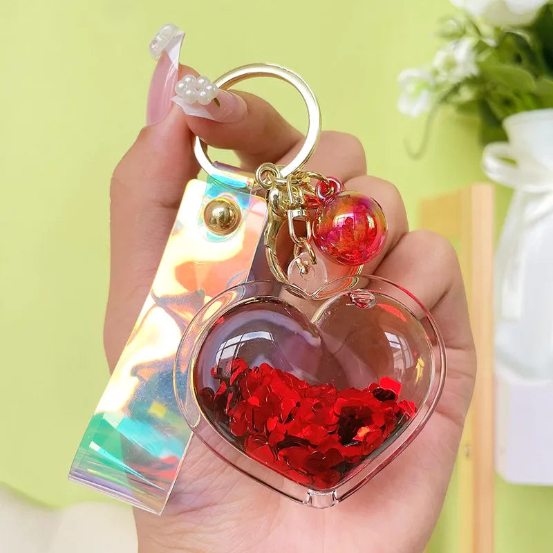 Sequin Heart Keychain