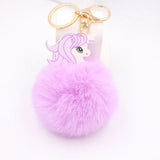 Unicorn Puffball Key Chain