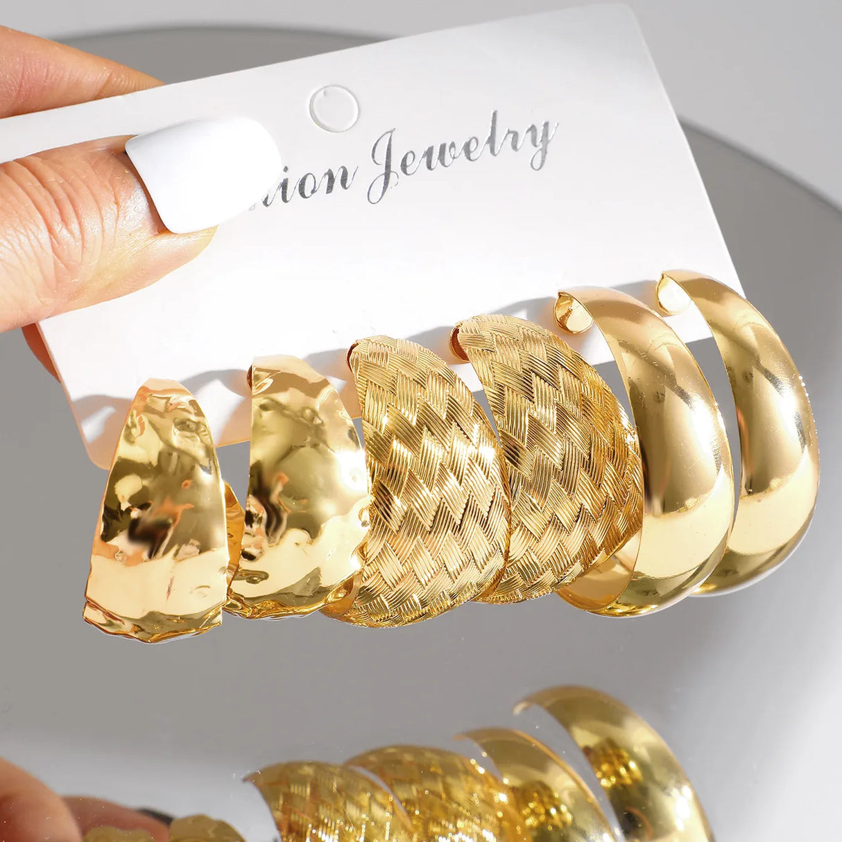 Alloy 3 Pair Hoops Earrings