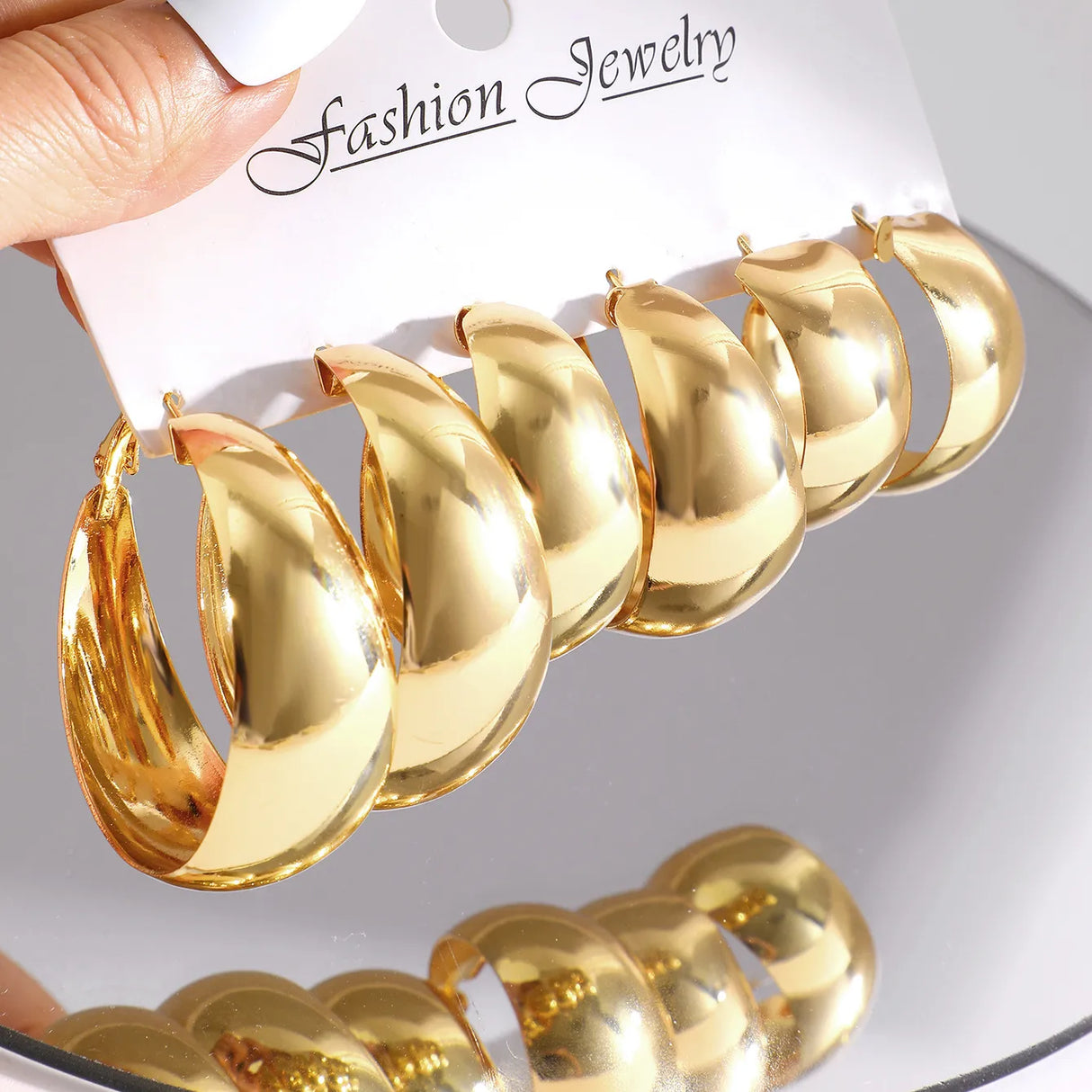 Alloy 3 Pair Hoops Earrings