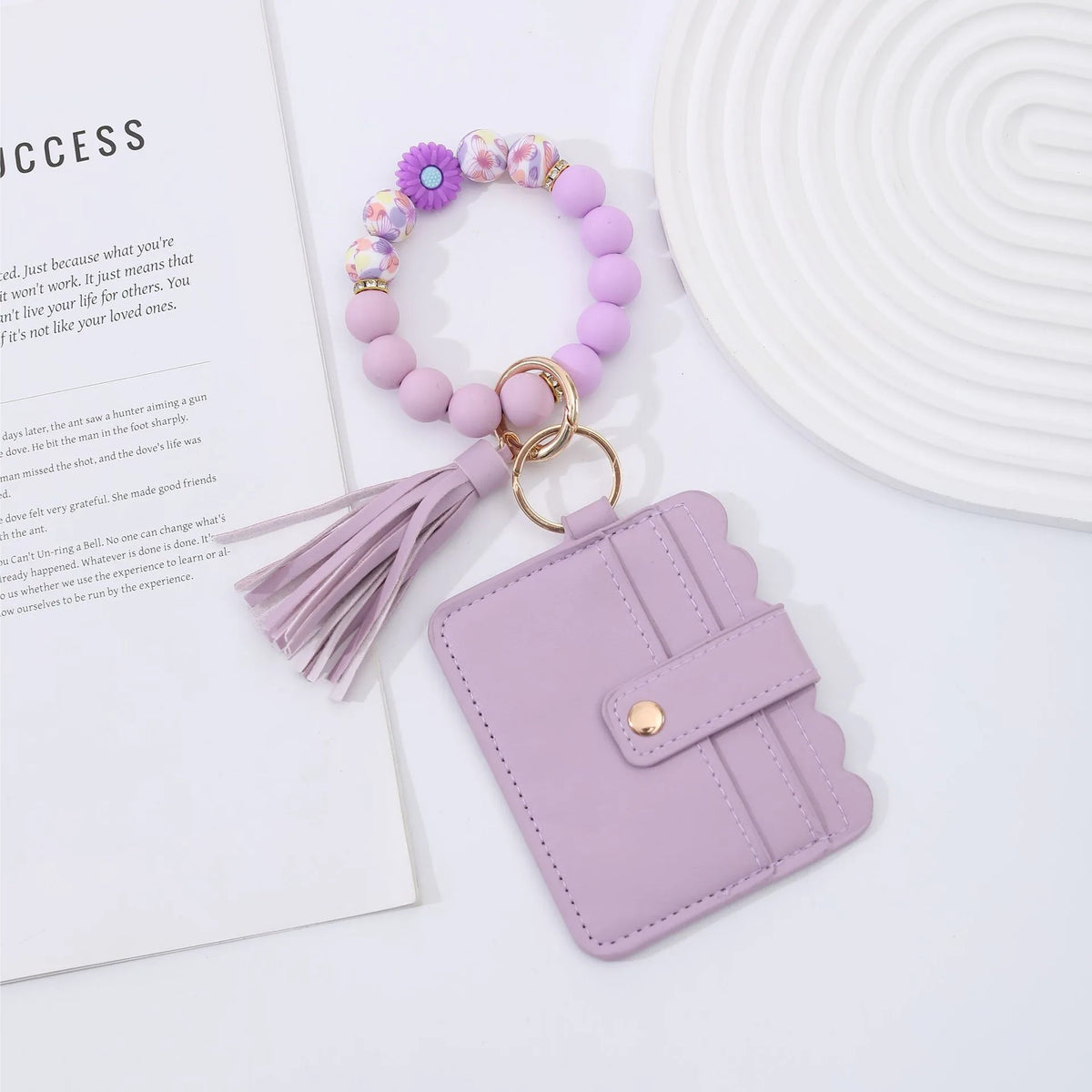 Daisy Beaded Flat Wallet