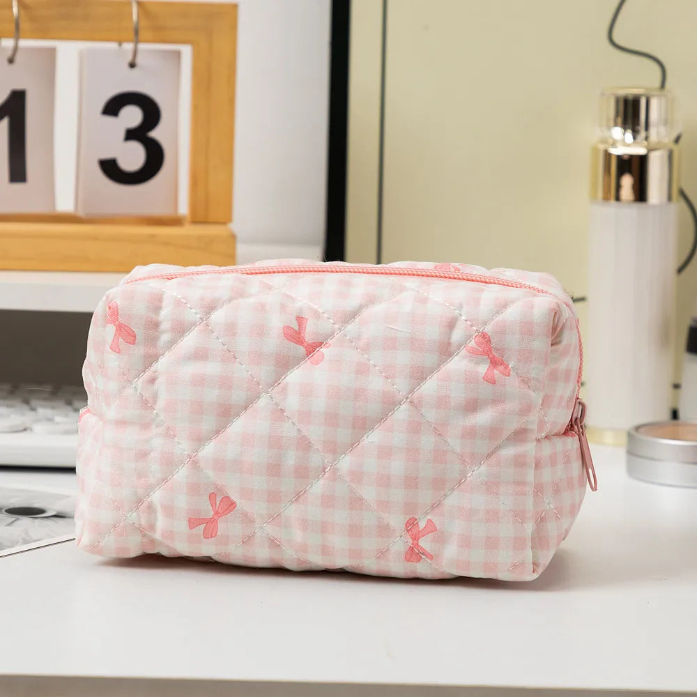 Gingham Square Makeup Bags & Storage