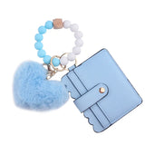 Beaded Heart Keychain Flat Wallet