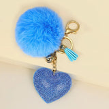 Heart Puff Balls Keychain