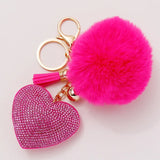 Heart Puff Balls Keychain