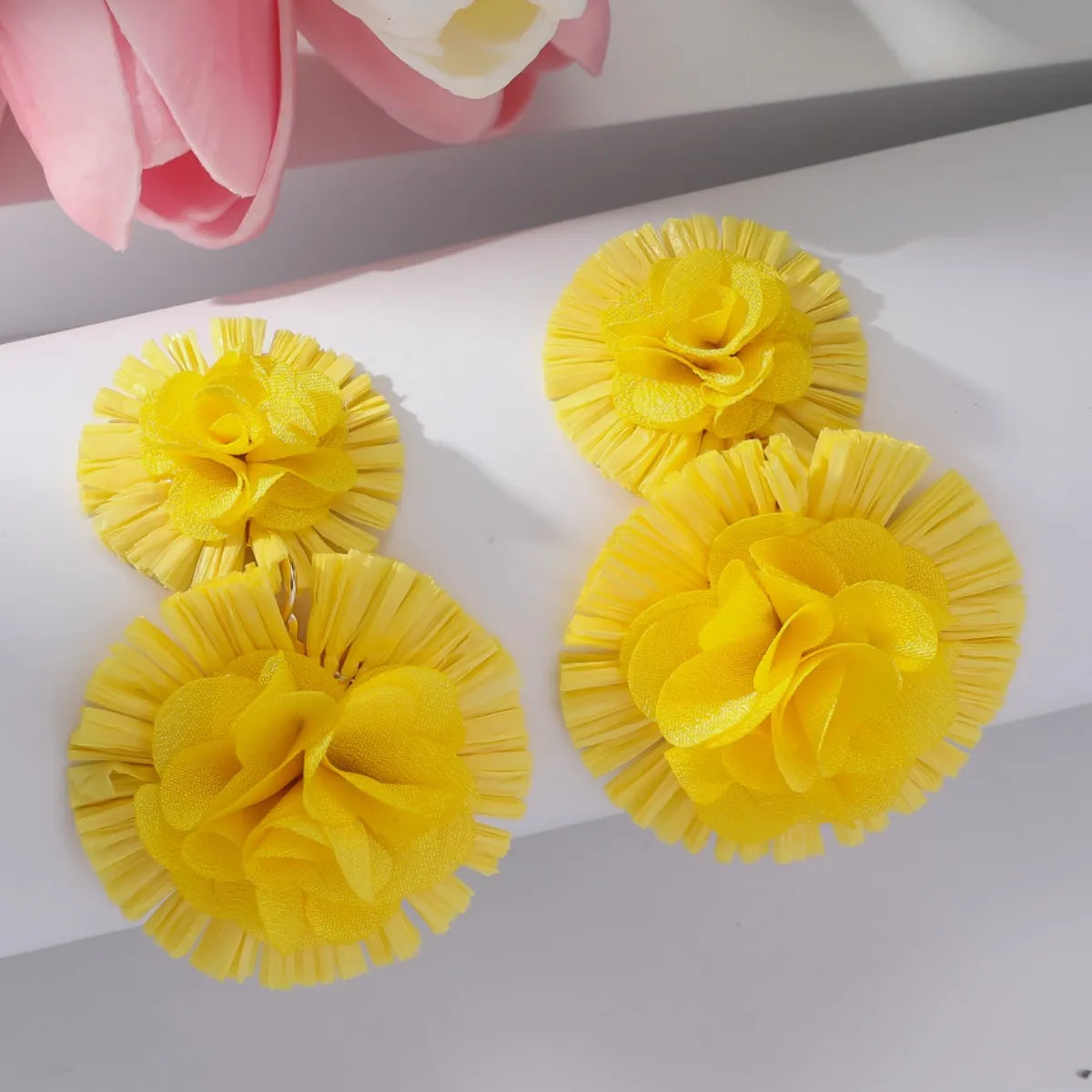 Yellow Sweet Flower Drop Earrings